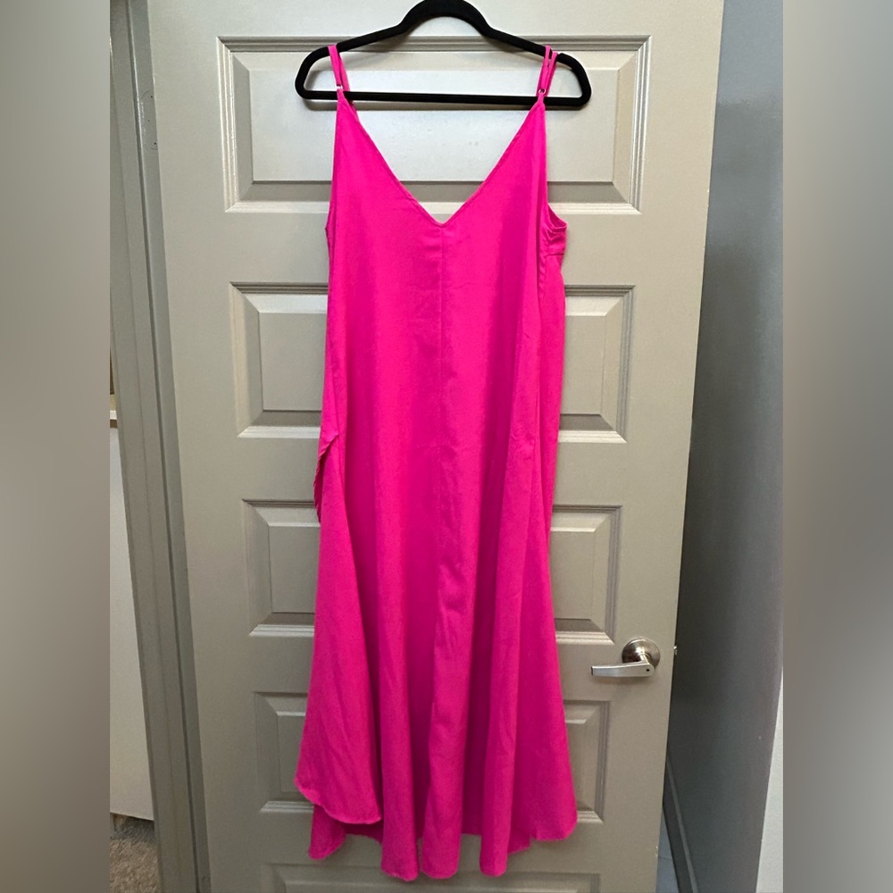 Lulu's Vibrant Pink Midi Dress - Picture 3 of 6